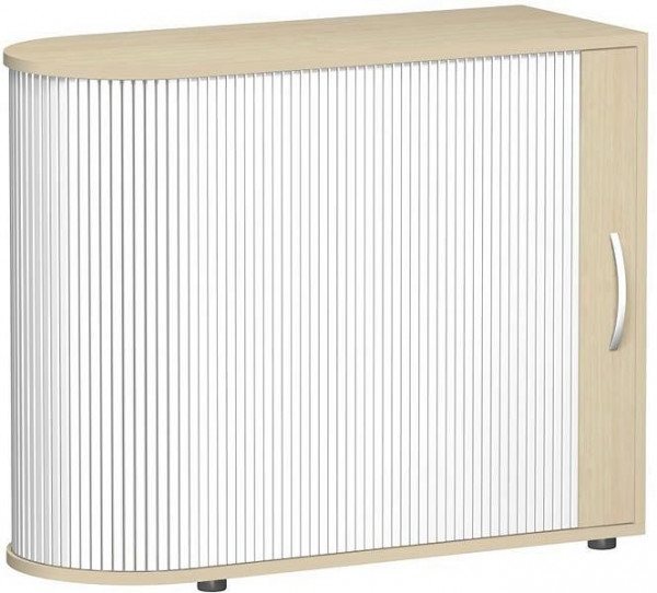 armoire à volets roulants geramöbel arrondie avec pieds, sans panneau arrière, plusieurs options de positionnement, 1000x400x830, argent/érable, S-382101-SA
