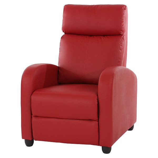Mendler fauteuil TV fauteuil relaxation fauteuil lounger Denver, simili cuir, rouge, 28721