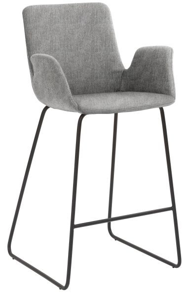 Tabouret Mayer Sitzmöbel 1222, piètement luge noir, gris clair, 1222_K3_30084