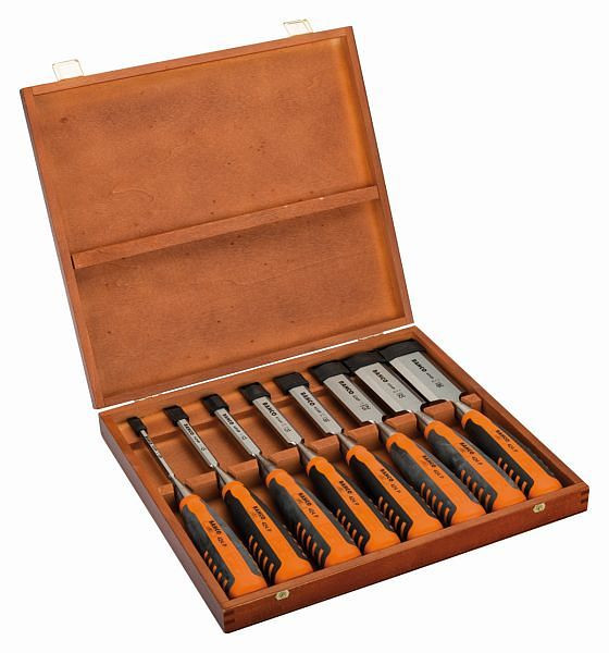 Jeu de ciseaux Bahco 6,10,12,16,18,25,32,36 mm dans une boîte en bois 424P-S8-EUR