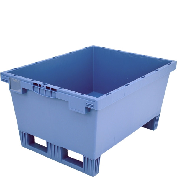 BITO conteneur réutilisable MB couvercle/barre/skid /MB 86321RKufe 800x600x323 bleu pigeon, fond nervuré skid, C0402-0044