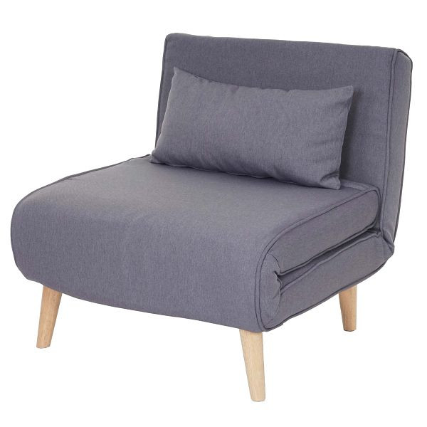 Fauteuil-lit Mendler HWC-D35, canapé-lit, fauteuil fonctionnel, fauteuil pliant, fauteuil de relaxation, fauteuil pour jeunes, tissu/textile, gris clair, 62743