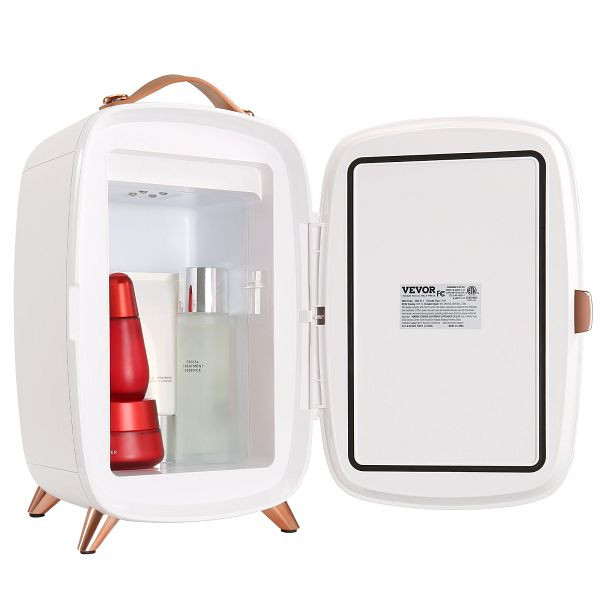 VEVOR Réfrigérateur de beauté portable miroir 6 L avec éclairage LED, mini réfrigérateur blanc 9 V DC pour maquillage, MNBXBSZJMBB6LTOZOV2