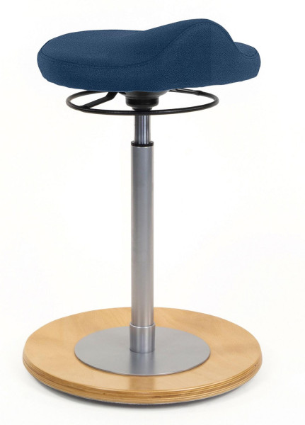 Tabouret Mayer Sitzmöbel avec assise confort de forme ergonomique, plaque de base en hêtre naturel, hauteur d'assise 54 - 80 cm, bleu foncé, 1101_N_30326