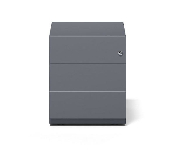 Conteneur roulant Bisley Note™ avec poignée, 3 tiroirs universels, gris anthracite, NWA59M7SSS634