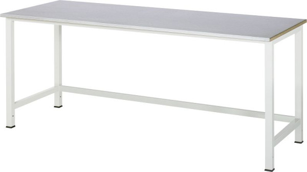 Table de travail RAU série 900, L2000 x P800 x H825 mm, plan de travail recouvert de tôle d'acier inoxydable, épaisseur 25 mm, 03-900-1-ES25-20.12