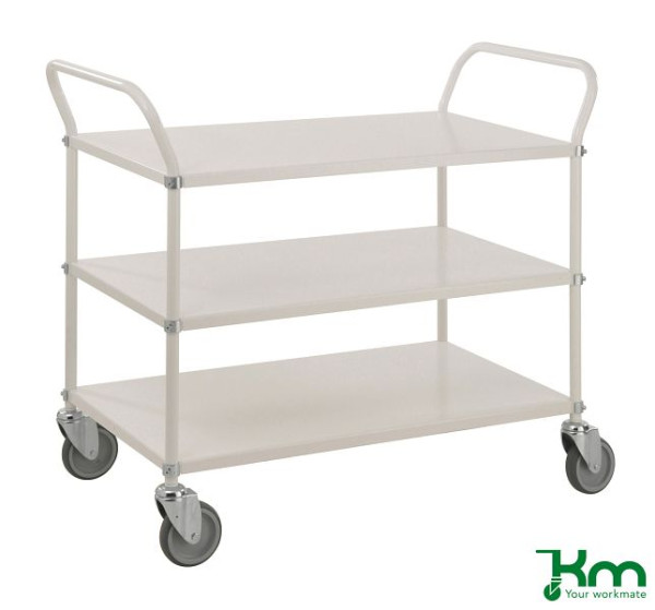 Kongamek Light Shelf Trolley, 4 roulettes pivotantes, 2 avec freins, blanc, KM4148B
