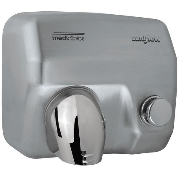 Sèche-mains Mediclinics Saniflow Push acier inoxydable brossé, 205.549