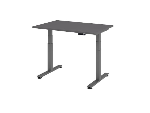 Bureau assis-debout électrique Hammerbacher 120x80cm graphite, hauteur de travail 63,5-128,5 cm, VXDSM12/G/G