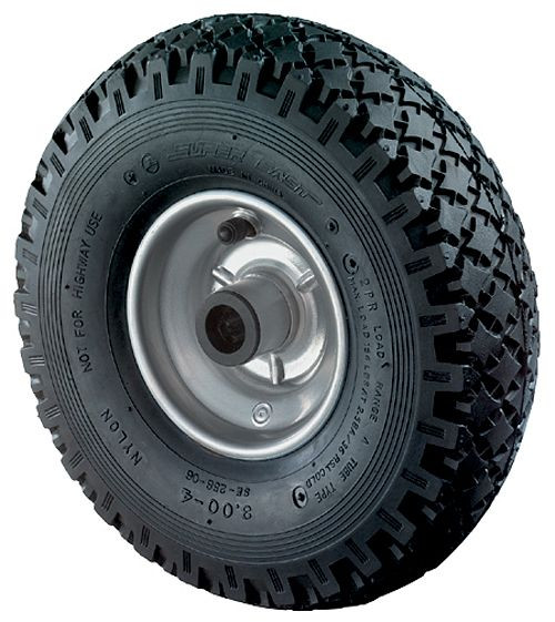 Roue pneumatique BS Wheels, largeur 100 mm, Ø400 mm, jusqu'à 200 kg, bande de roulement en caoutchouc noir, corps de roue, jante en acier galvanisé/peint, roulement à rouleaux, C90.402