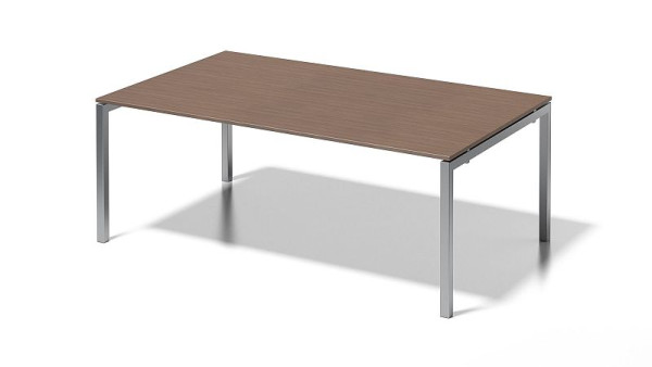 Poste de travail de direction/table de conférence Bisley Cito, cadre en U fixe en hauteur 730 mm, H 19 x L 2000 x P 1200 mm, noyer/argent, DUF2012WN355