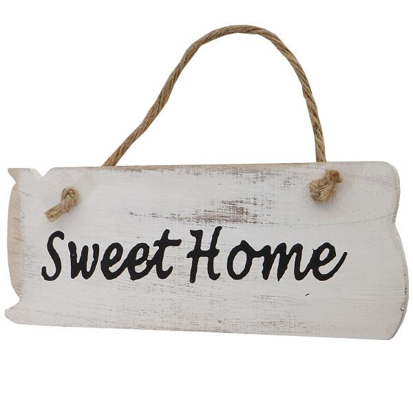 Panneau mural Mendler Sweet Home, panneau décoratif, panneau en bois, aspect minable 10x25x1cm, blanc, 44800