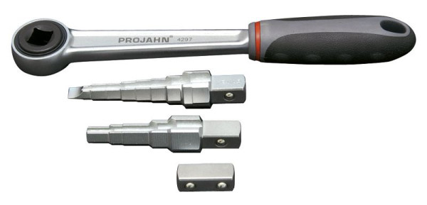 Jeu de cliquets réversibles Projahn 3 pièces cliquet réversible 1/2 " + clé étagée + équerre, 4297-10