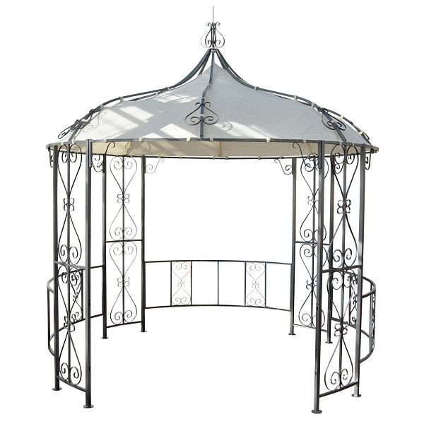 Mendler Pergola Almeria, pavillon rond pavillon de jardin, cadre en acier stable Ø 3m, crème, 45138+45481