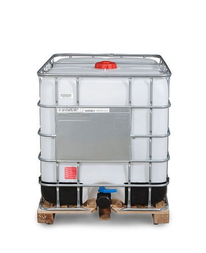 Conteneur marchandises dangereuses DENIOS Recobulk IBC, bois, 1000 l, ouverture NW150, sortie NW80, 266-191