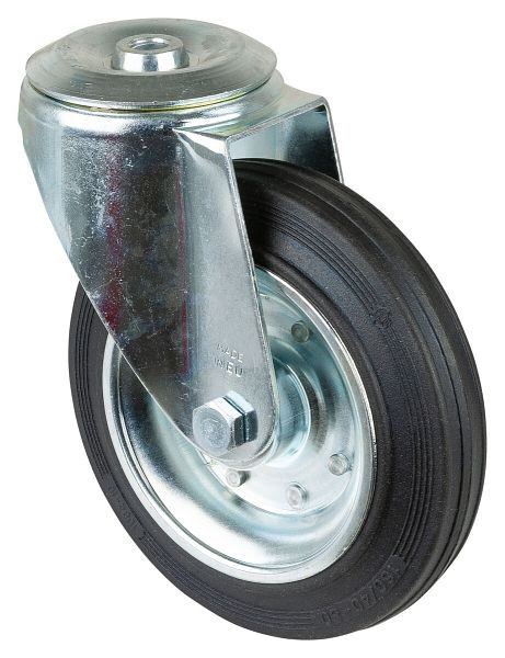 Rouleau de transport BS rollers, largeur de roue 40 mm, Ø roue 160 mm, capacité de charge 160 kg, bande de roulement en caoutchouc noir, jante en acier du corps de roue, roulement à rouleaux, L101.B55.160