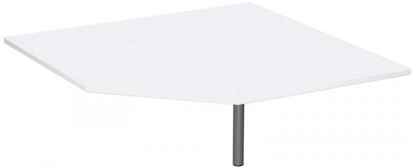 geramöbel plaque de liaison pentagone 90° avec pied d'appui, avec guide-câble, réglable en hauteur, 1225x1225x680-820, blanc/argent, N-657510-WS