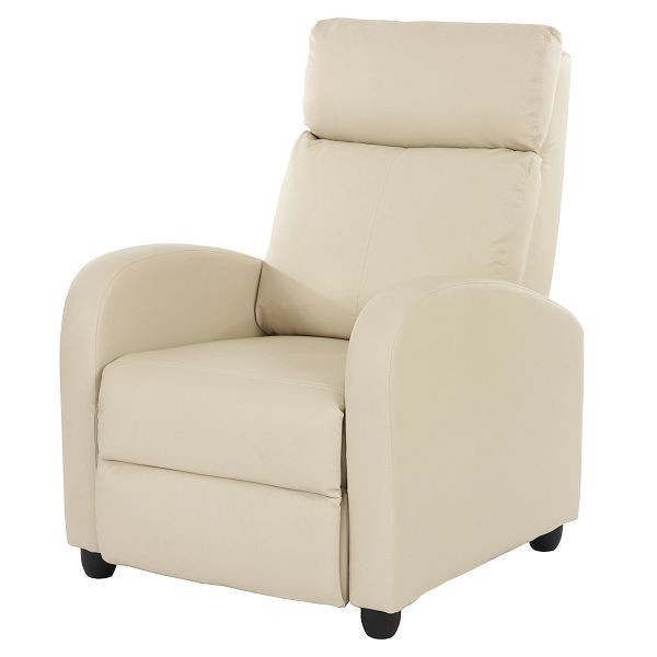 Fauteuil TV Mendler Fauteuil relax Fauteuil lounger Denver, simili cuir, crème, 28719