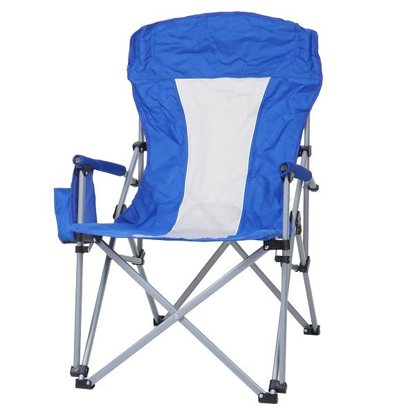 Chaise de camping Mendler HWC-L50, chaise pliante, chaise de pêche, chaise de directeur, housse de protection lavable en tissu d'acier/textile, bleu, 99496