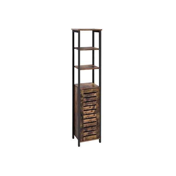 VASAGLE armoire haute style industriel, porte à lattes, LSC37BX
