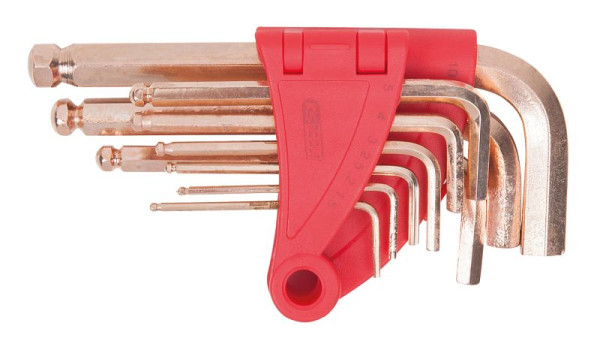 KS Tools BRONZEplus jeu de clés Allen, 8 pièces, tête sphérique, 963.1517