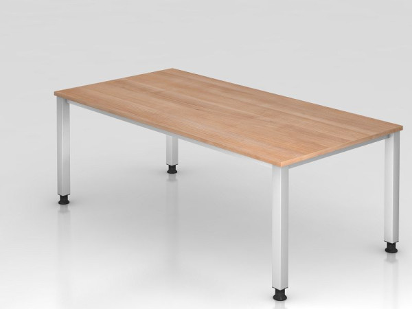 Bureau Hammerbacher 4 pieds carré 200x100cm noyer, forme rectangulaire, VQS2E/N/S