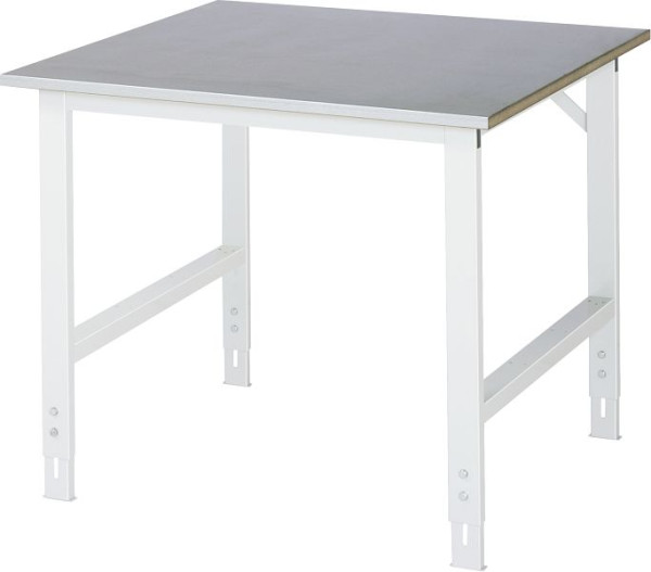 Table de travail RAU série Tom (6030) - réglable en hauteur, plan de travail avec revêtement en tôle d'acier, 1000x760-1080x1000 mm, 06-625S10-10.12
