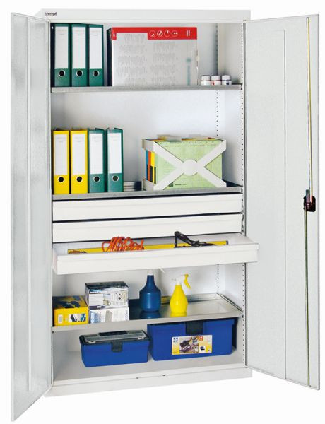 armoire à outils et matériaux contondants série 2000, 7035/7035, 3 grands tiroirs, 4 étagères, 2008207
