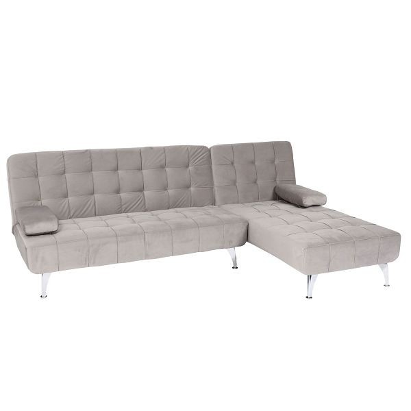 Canapé-lit Mendler HWC-K22, canapé d'angle canapé, surface de couchage fonction de couchage gauche/droite, gris velours, 89567+89734