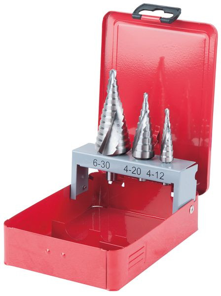 KS Tools HSS Co Jeu de forets étagés 5, cassette en tôle d'acier 3 pièces, 330.2413