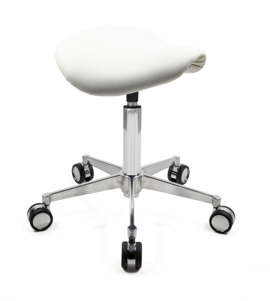 Tabouret pivotant fonctionnel Mayer Sitzmöbel , avec siège en selle, hauteur d'assise 39,5 - 50,5 cm, blanc polaire, 1297_30582