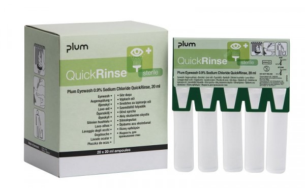 Ampoules de rinçage pour les yeux Plum QuickRinse 20 ml - Recharge de 5 ampoules de rinçage pour les yeux, 5160