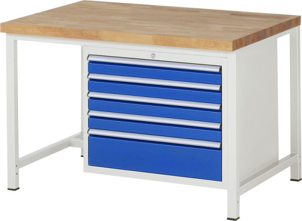 Etabli RAU série 8000 - modèle 8268, L1250 x P900 x H840-1040 mm, base système L1245 x P850 x H800-1000 mm, 03-8268A1-129B4H.11