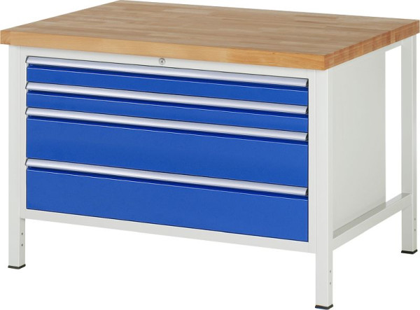 Etabli RAU série 8000 - modèle 8361, L1250 x P900 x H840-1040 mm, base système L1235 x P850 x H800-1000 mm, 03-8361A2-129B4H.11