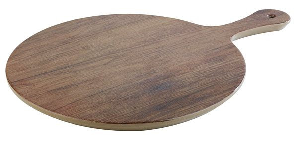 Plateau APS -OAK-, Ø 30 cm, hauteur : 1,5 cm, mélamine, aspect chêne, surface texturée, poignée : 12 cm, 84177