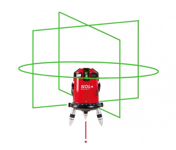NESTLE Octoliner G avec faisceau laser vert Ligne laser avec ligne horizontale à 360°, 4 lignes verticales, point d'aplomb en bas, IP54, 16114001