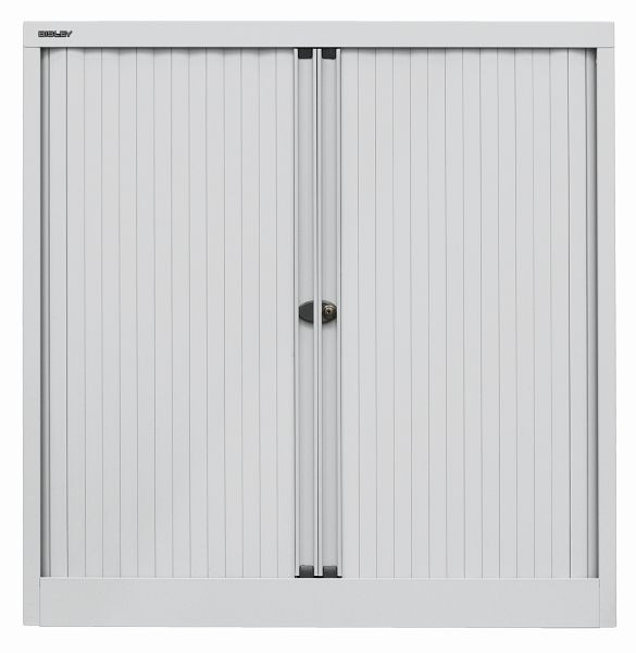 Armoire à volet roulant Bisley EuroTambour, 2 étagères, 2,5 OH, volet roulant gris clair, corps gris clair, ET410102SLG645