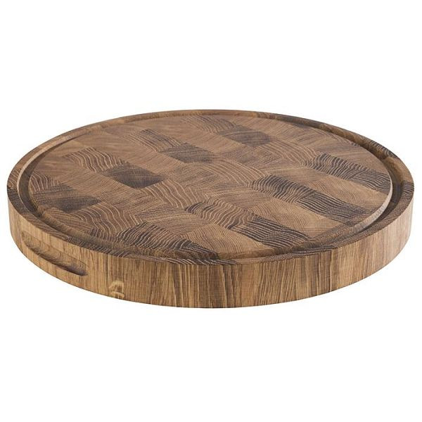 Buffet APS -PROFI-, Ø 39 cm, hauteur : 4,5 cm, bois de chêne, avec rainure à jus, avec 2 ouvertures latérales, 00816