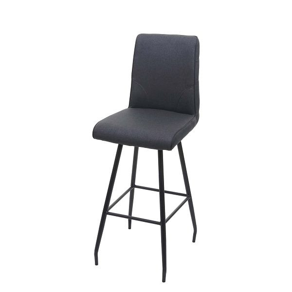 Mendler tabouret de bar HWC-H72, tabouret de bar tabouret de comptoir, repose-pieds rotatif à position automatique tissu/textile en acier, gris foncé, 73948