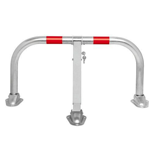 Support de stationnement Moravia en acier, pliable, galvanisé à chaud, 2 anneaux rouges réfléchissants, serrure à cylindre, 310837