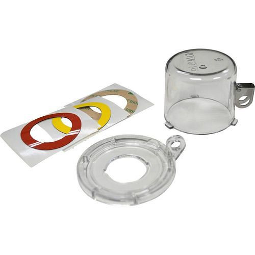 Serrure à bouton-poussoir DENIOS, transparent, H 49,60 x ∅ : 64 mm, taille de bouton 30 mm, 312018