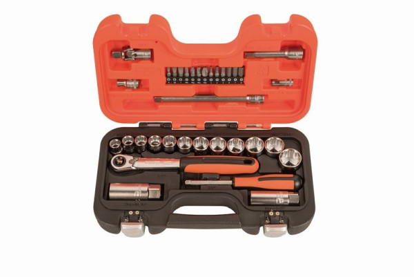 Jeu de clés à douille Bahco 3/8" avec cliquet fin, 34 pièces, SL34
