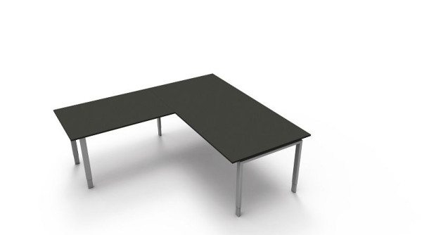 Kerkmann bureau extra large / table de réunion L 2000 x P 1000 x H 680-820 mm avec table d'extension, forme 5, couleur : anthracite, 11417913
