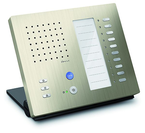 Poste intérieur audio TCS pour série mains libres Carus ADAPTO +10 boutons, appareil de table champagne, CAI1110-0152