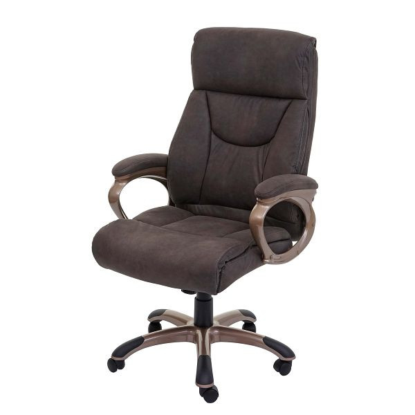 Chaise de bureau Mendler Dallas, chaise de bureau, chaise pivotante, chaise de direction, aspect daim, gris foncé, 74513