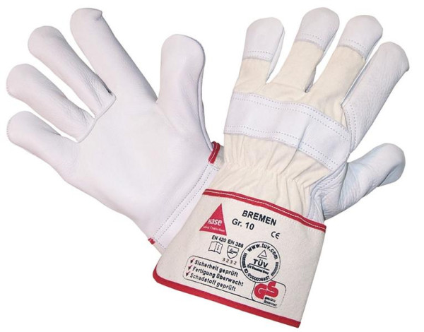 Hase Safety BREMEN, Gants de sécurité à 5 branches en cuir intégral, taille : 8, UE : 12 paires, 291000-8