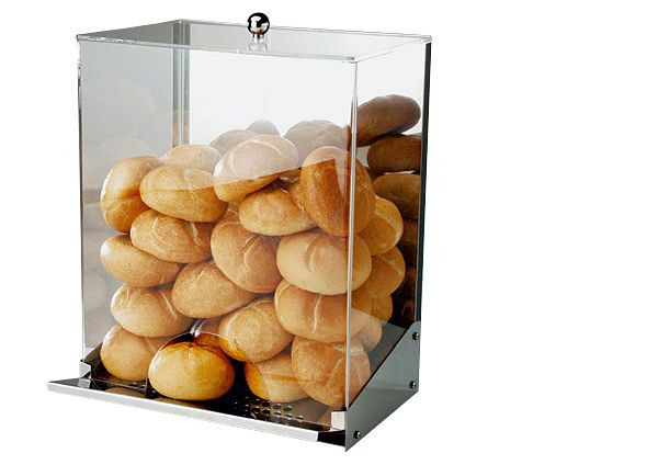 Distributeur de rouleaux APS -Inox-, 32,5 x 27,5 cm, hauteur : 56 cm, couvercle compris, pour environ 65-70 rouleaux, acier inoxydable / acrylique, 11573