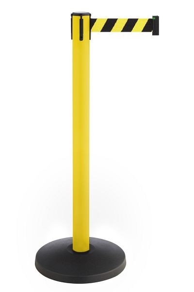 Poteau de barrière ALLROUNDLINE avec ceinture, poteau : noir / ceinture : rayures diagonales noir-jaune, ALA-30-3.0-0170