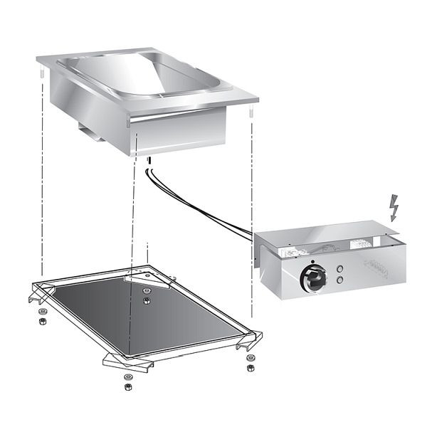 Chauffe-frites encastrable Gastro-Inox, 40cm avec boite de connexion, 160.548
