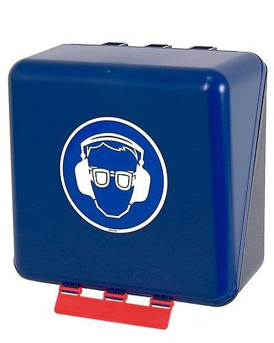 Boîte midi DENIOS pour ranger les protections oculaires/ouïes, bleu, 116-486